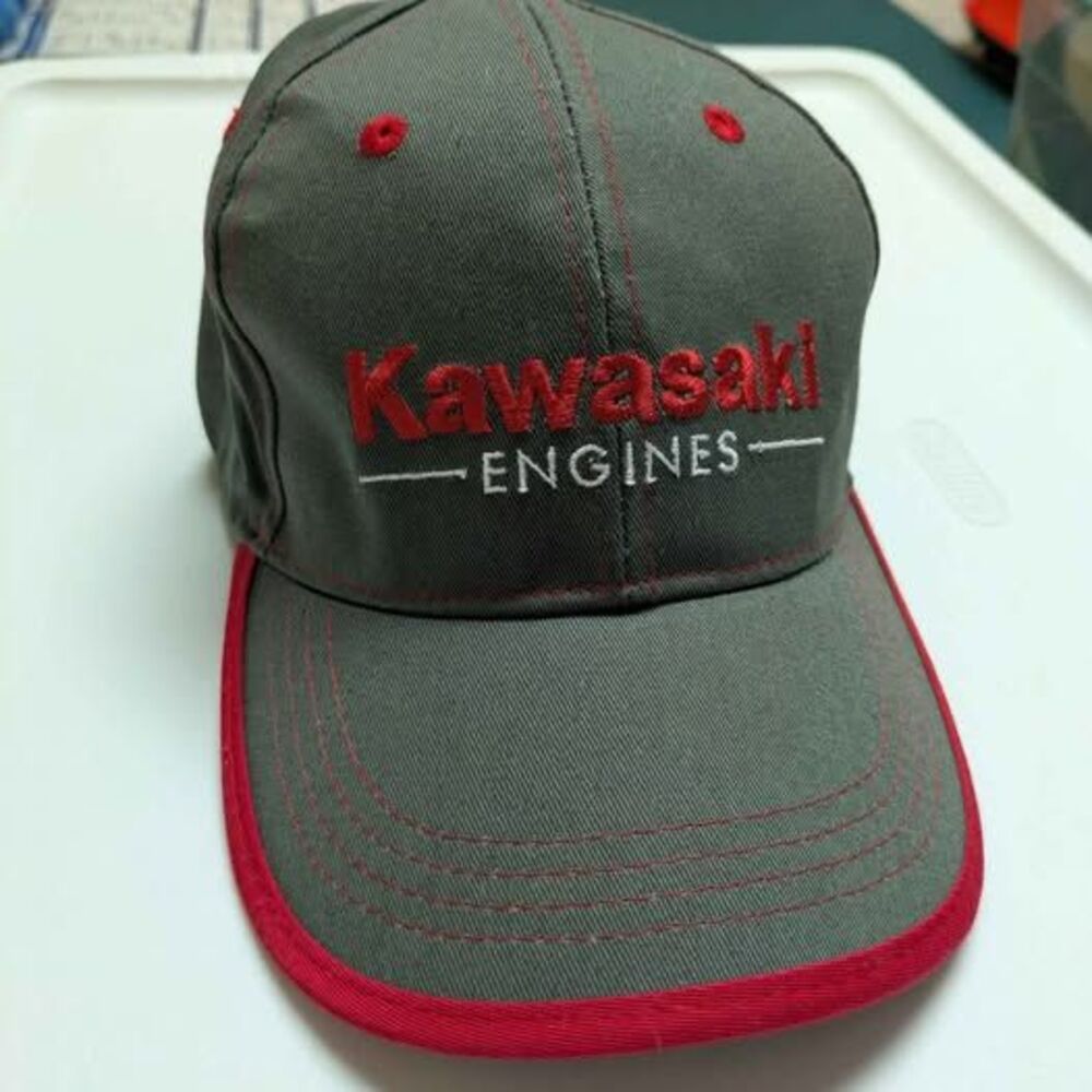 Kawasaki Engines Gray and Red Baseball Cap